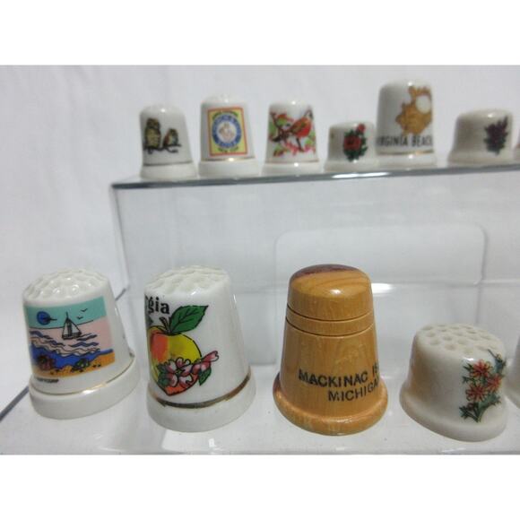 Vintage Thimble Lot Of 27 Assorted Shapes and Themes + Small Bell - Picture 5 of 9